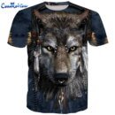 Remera De Manga Corta Con Estampado 3D De Lobo Para Hombre