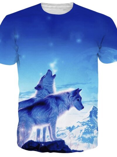Remera 3D De Lobo Para Hombre Y Mujer De Manga Corta Y Cuello Redondo Informal De Verano De Marca Talla Grande