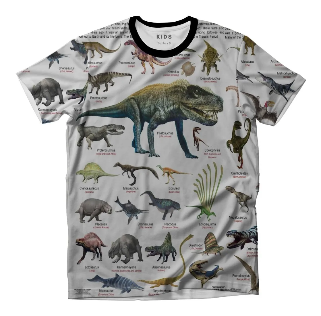 Camiseta Remera Sublimada Adulto Dinosaurios Book Parque Jurasico