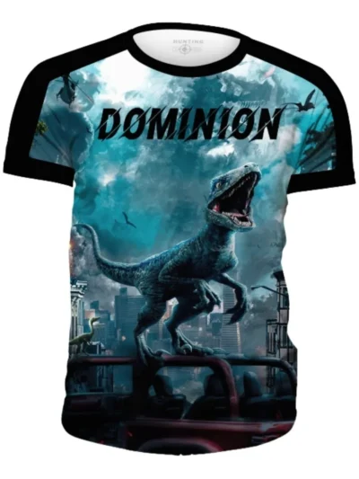 Camiseta Remera Sublimada Hombre Dinosaurios Periodo Jurasico Velociraptor