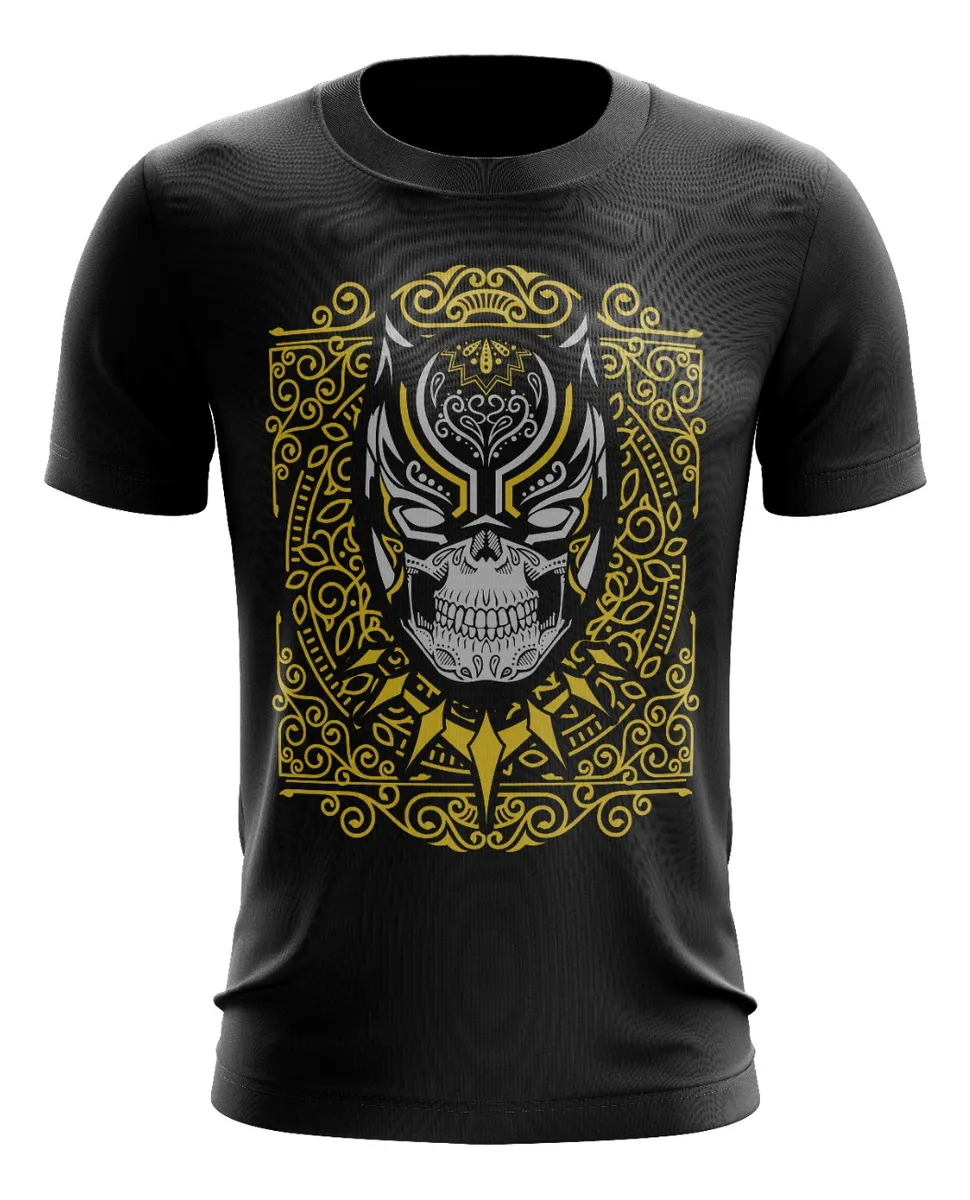 Camiseta Remera Sublimada Talla Extra Pantera Negra Skull