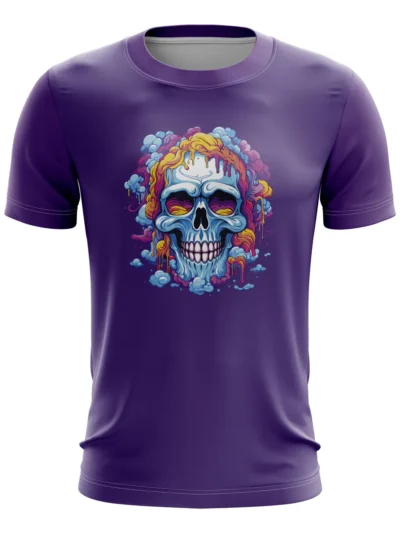 Camiseta Remera Sublimada Cráneo Morado Sublimada