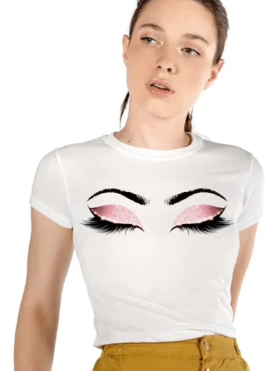 Camiseta Remera Sublimada Moda Mujer ***pestañas +gliter**