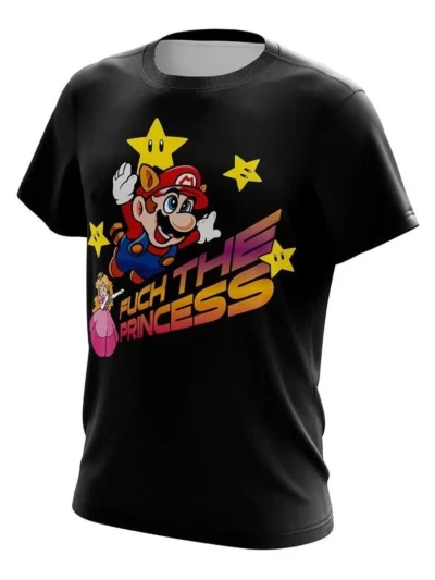 Camiseta Remera Sublimada Infantil Mario Bros 3 F*ck The Princess