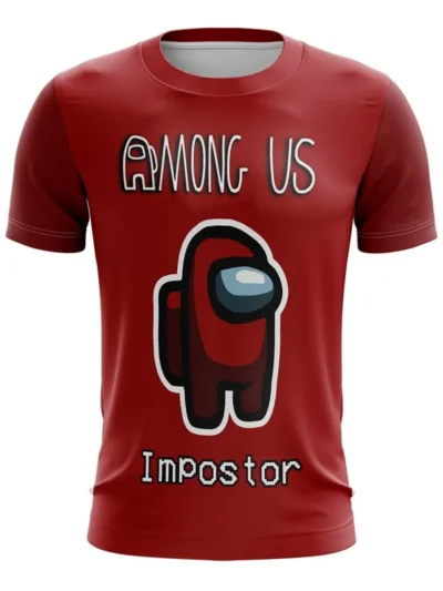 Camiseta Remera Sublimada Talla Extra Among Us Rojo Impostor