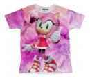 Camiseta Remera Sublimada Dama Sonic Rosa Amy/disfraz Spandex Moda Full Print