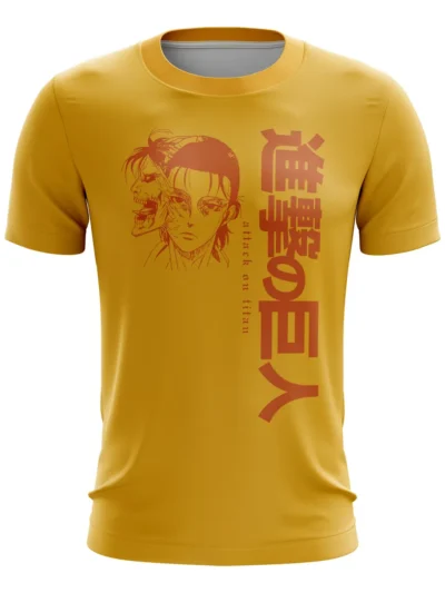 Camiseta Remera Sublimada Attack On Titan Naranja Talla Extra