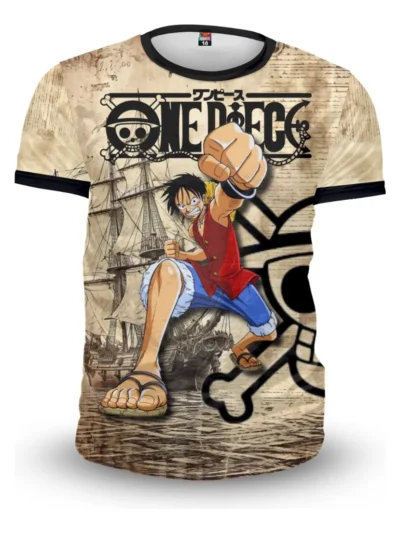 Camiseta Remera Sublimada Luffy O.piece Para Niños Anime Sublimación Completa