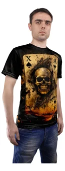 Camiseta Remera Sublimada Hombre Moda Retro Cartas Póker Vintage Moda Casual