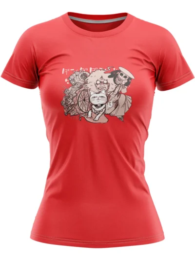 Camiseta Remera Sublimada Dandadan Rojo Corte Dama Talla Extra