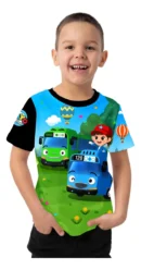 Camiseta Remera Sublimada Niños Autobus Caricatura Full Print
