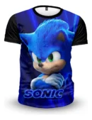 Camiseta Remera Sublimada Sonic Azul / Disfraz Tela Expandex Calidad Premium