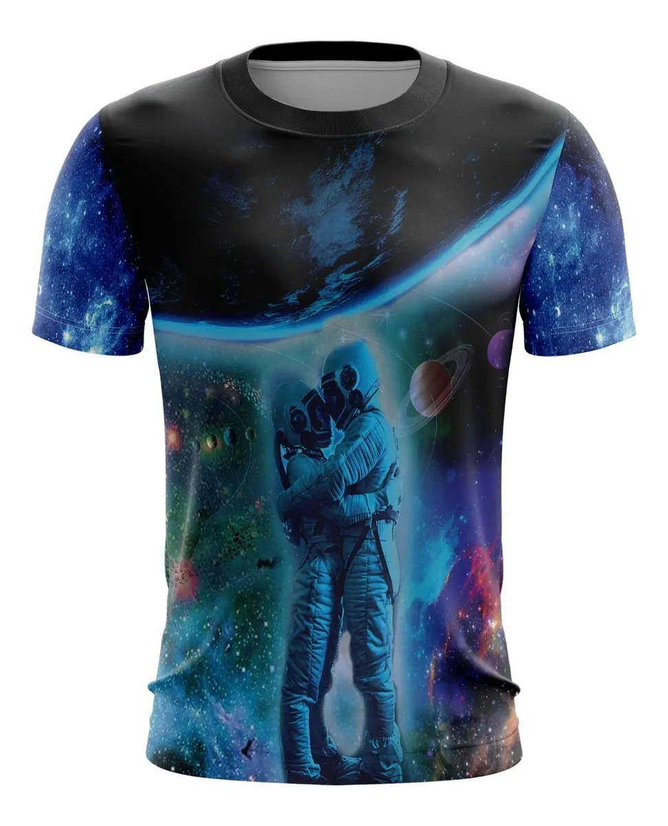 Camiseta Remera Sublimada Infantil Espacial Azul