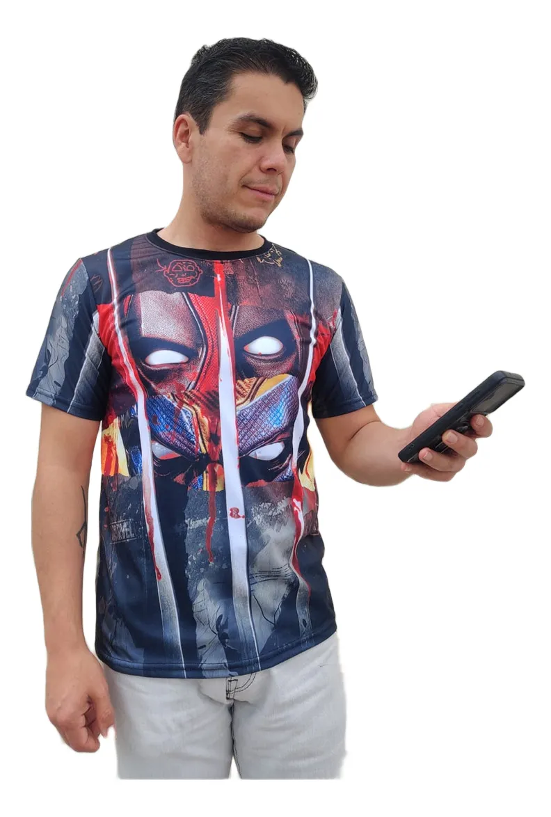 Camiseta Remera Sublimada Deadpool & Wolverine Blood