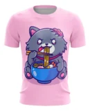Camiseta Remera Sublimada Infantil Gato Zombie Ramen