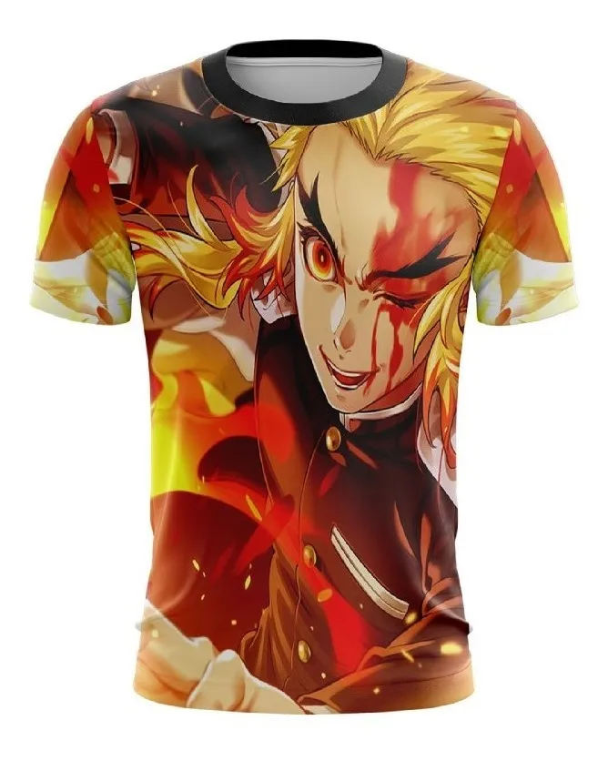 Camiseta Remera Sublimada Rengoku D2 Demon Slayer Tallas Extra