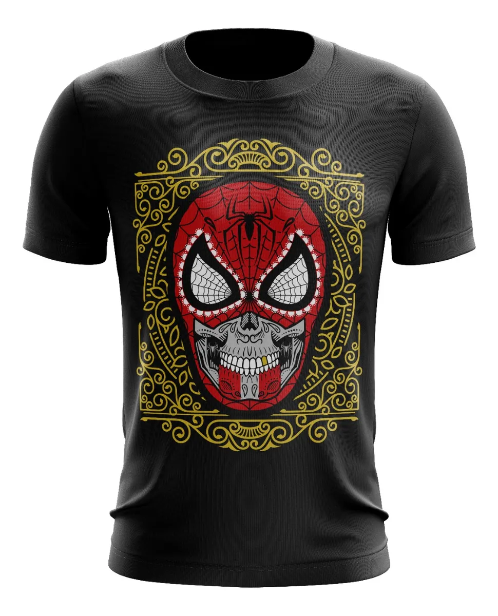 Camiseta Remera Sublimada Talla Extra Spiderman Skull