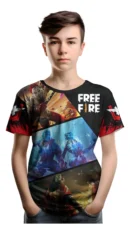 Camiseta Remera Sublimada Niños Freefire Videojuegos Gamer3 Full Print