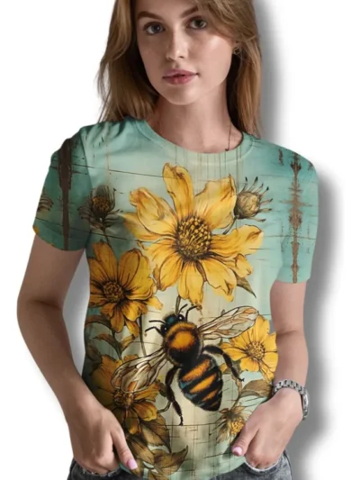Camiseta Remera Sublimada Dama Casual Estampado Vintage Retro Corte Bonito
