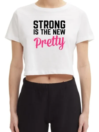 Camiseta Remera Sublimada Gym Mujer Tipo Crop Top *strong Pretty* Moda Dama #5