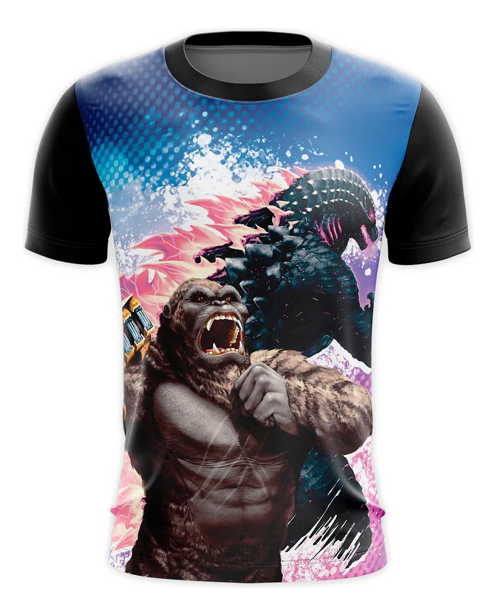 Camiseta Remera Sublimada Talla Extra Godzilla Y Kong D3