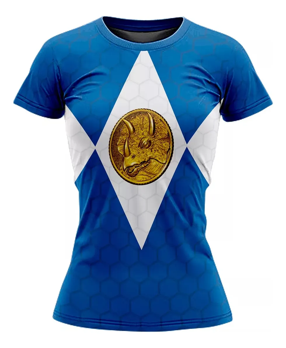 Camiseta Remera Sublimada Power Ranger Azul Dama Talla Extra