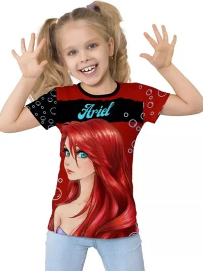 Camiseta Remera Sublimada Blusita Para Niña Princesas Full Print Bonito