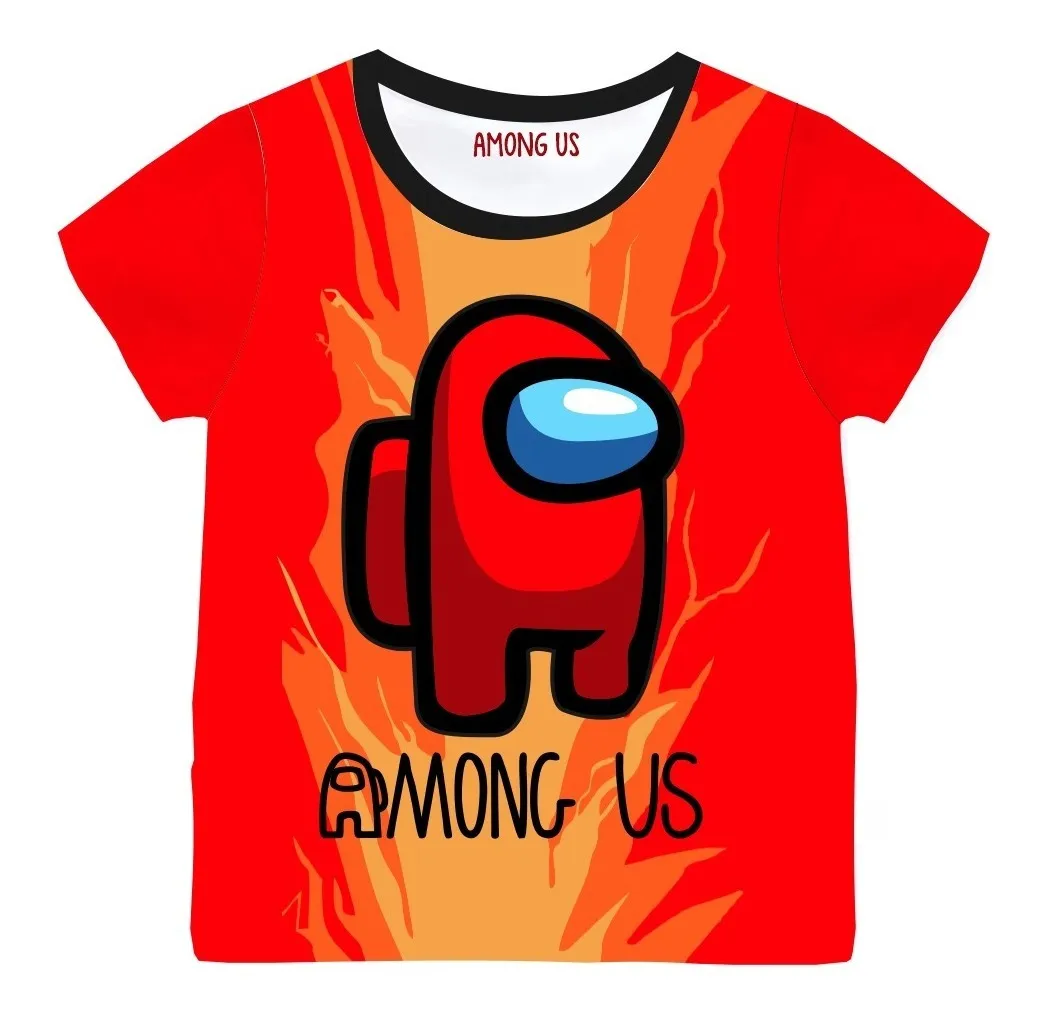 Camiseta Remera Sublimada Niño /a Among Rojo Disfraz Spandex Moda Full Print