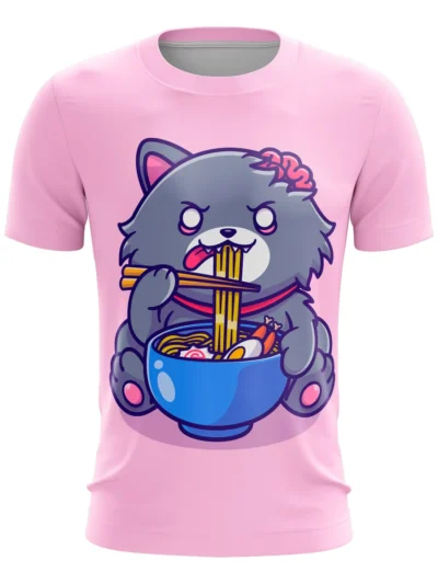 Camiseta Remera Sublimada Gato Zombie Ramen