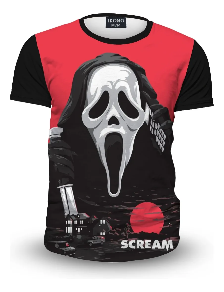 Camiseta Remera Sublimada Hombre Serial Killer Scream Películas De Terror