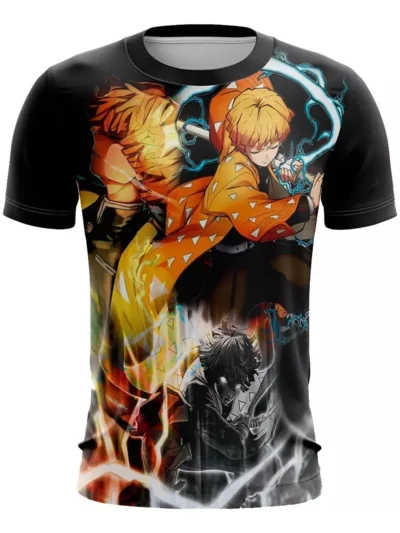 Camiseta Remera Sublimada Infantil Zenitsu (kimetsu No Yaiba)