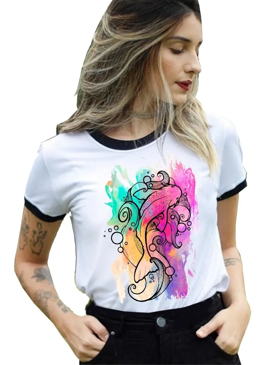 Camiseta Remera Sublimada Nueva Moda Mujer ***pez Acuarela***