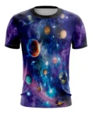 Camiseta Remera Sublimada Infantil Espacial Rosa