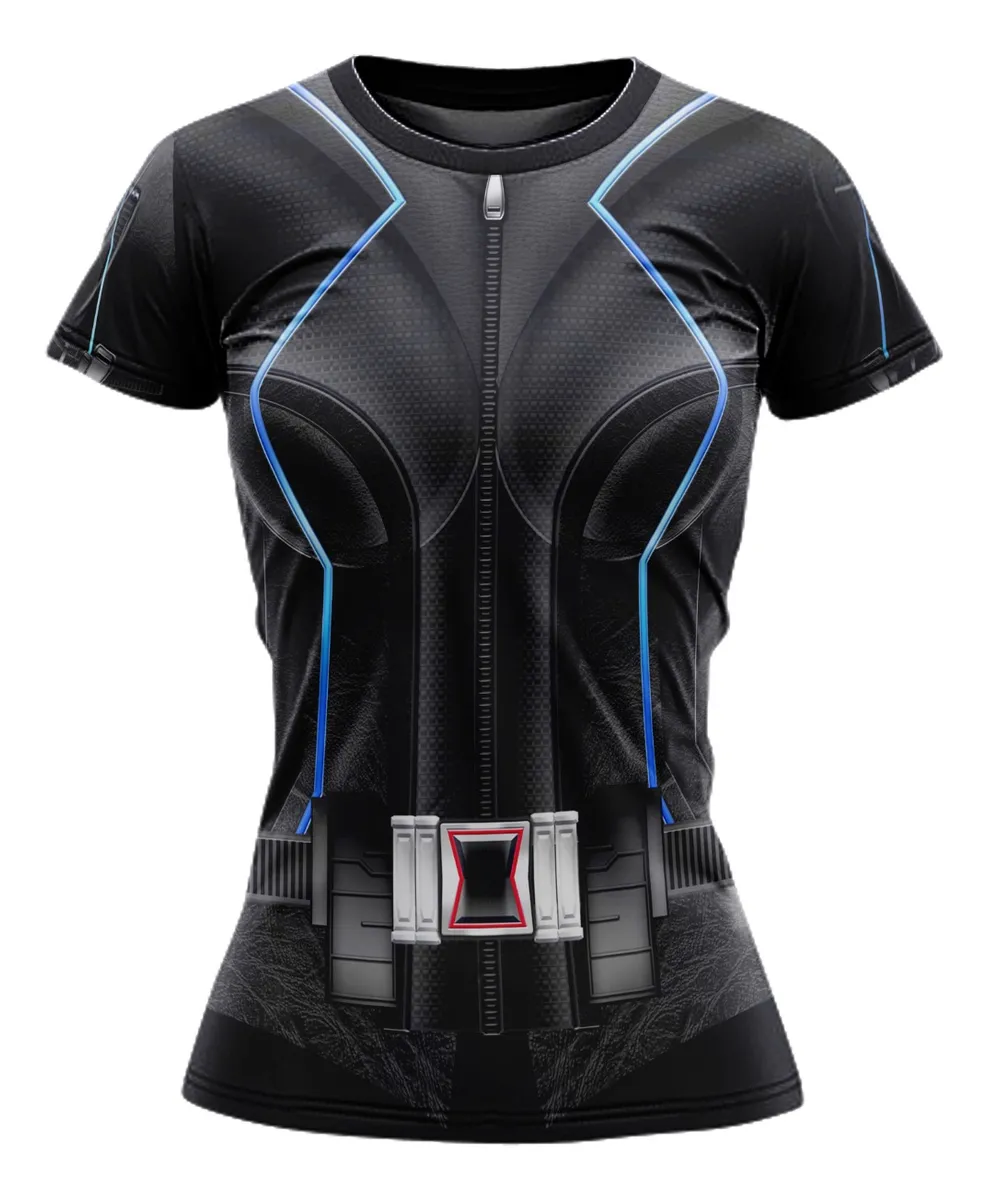Camiseta Remera Sublimada Infantil Black Widow Traje