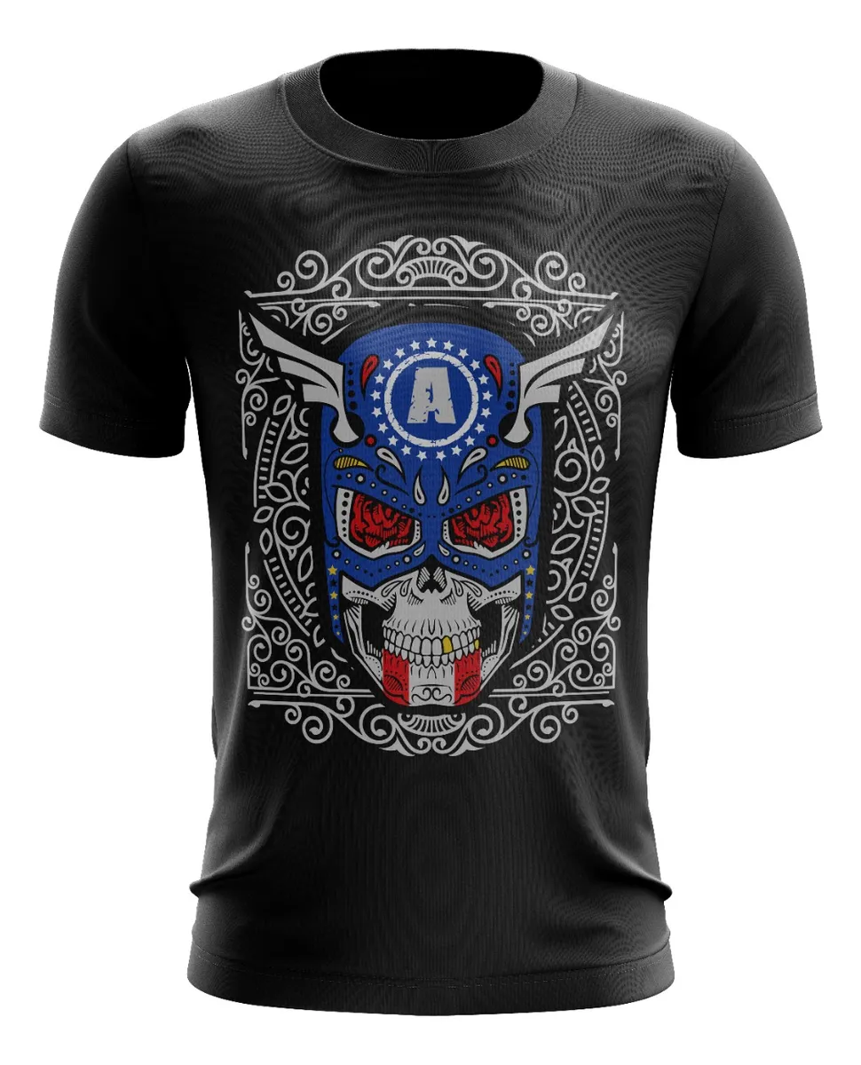 Camiseta Remera Sublimada Tallas Extra Capitan America Skull