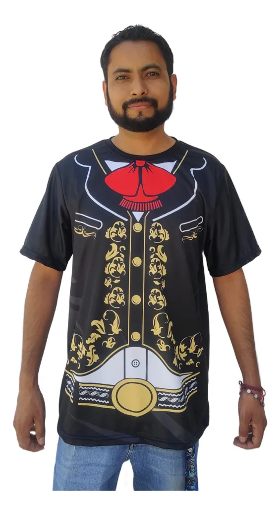 Camiseta Remera Sublimada Mariachi Traje Negro Sublimada