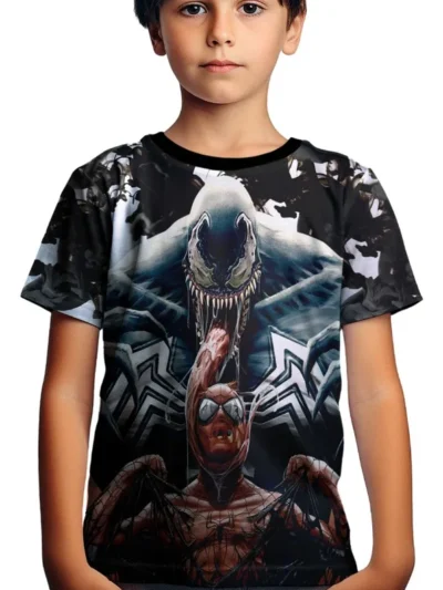Camiseta Remera Sublimada Venom Spiderman Niños Moda 3d Full Print Deportiva