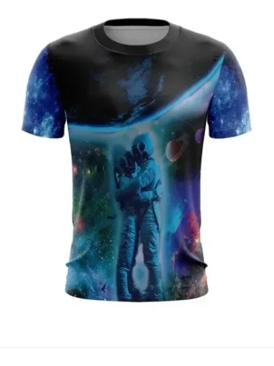 Camiseta Remera Sublimada Espacial Azul Infantil