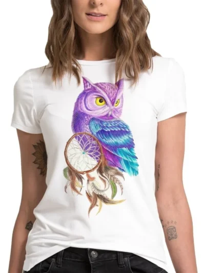 Camiseta Remera Sublimada Blusa Buho Owl Atrapasueños Estampado Moda Mujer