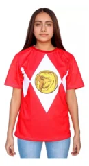 Camiseta Remera Sublimada Power Ranger Rojo Corte Dama
