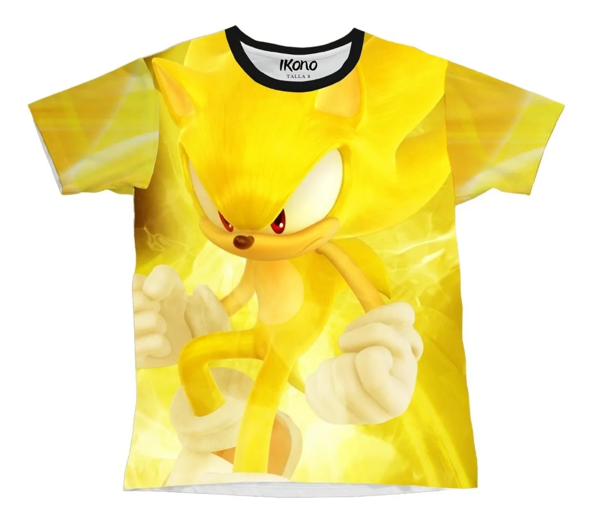 Camiseta Remera Sublimada Niño Super Sonic /disfraz Spandex Moda Full Print