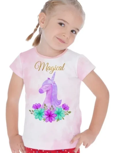 Camiseta Remera Sublimada Blusa/ Unicornio Niña Full Print Spandex Nueva Moda