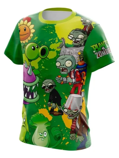 Camiseta Remera Sublimada Talla Extra Plantas Vs Zombie D2