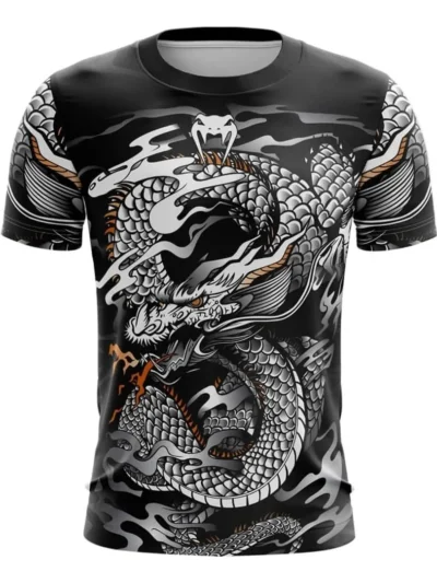 Camiseta Remera Sublimada Talla Extra Dragon Gris