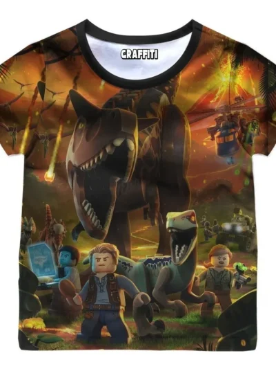 Camiseta Remera Sublimada Niño Dinosaurios Juego Jurassic Park Spandex