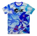 Camiseta Remera Sublimada Sonic Azul Surf Niños Tela Spandex Calidad Premium