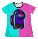 Camiseta Remera Sublimada / Blusa Niña Among Us Rosa Bicolor Tela Espandex