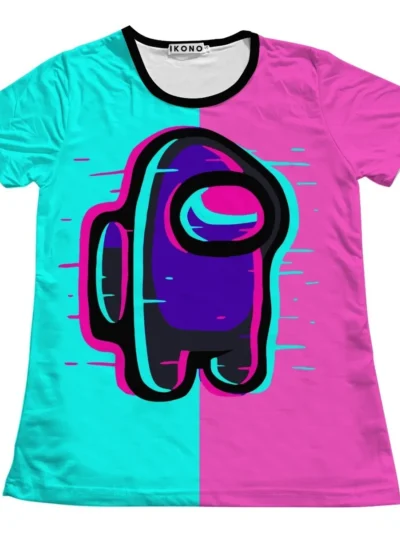 Camiseta Remera Sublimada / Blusa Niña Among Us Rosa Bicolor Tela Espandex
