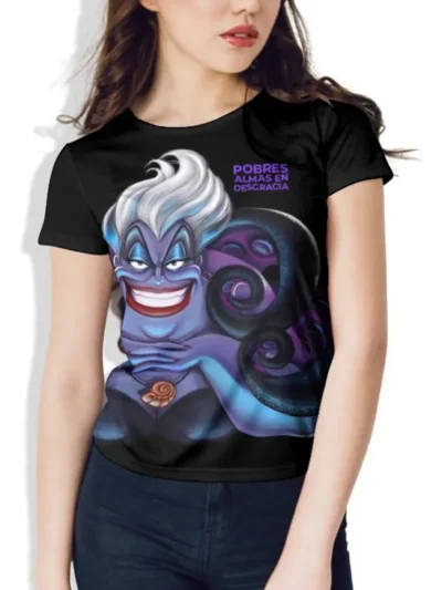 Camiseta Remera Sublimada Dama Sirenita Ursula Villana Moda Full Print