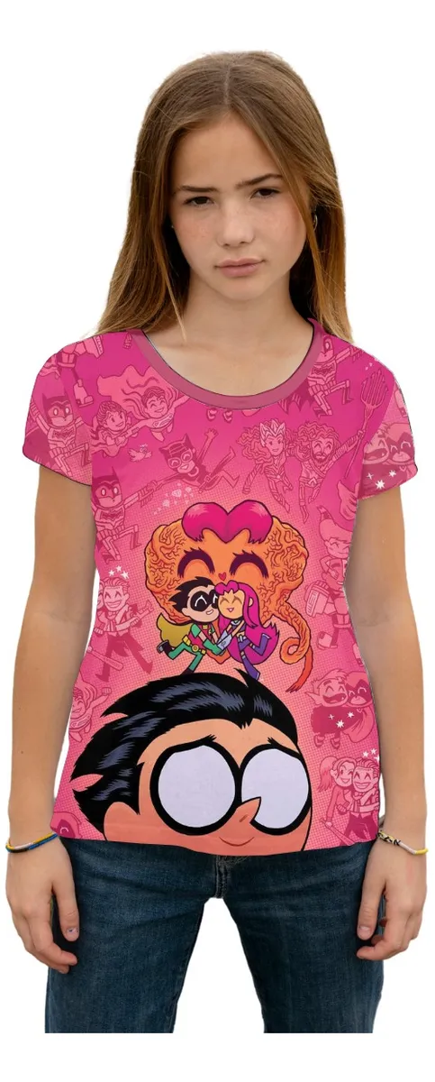 Camiseta Remera Sublimada Niños Teen Titans Caricatura Full Print